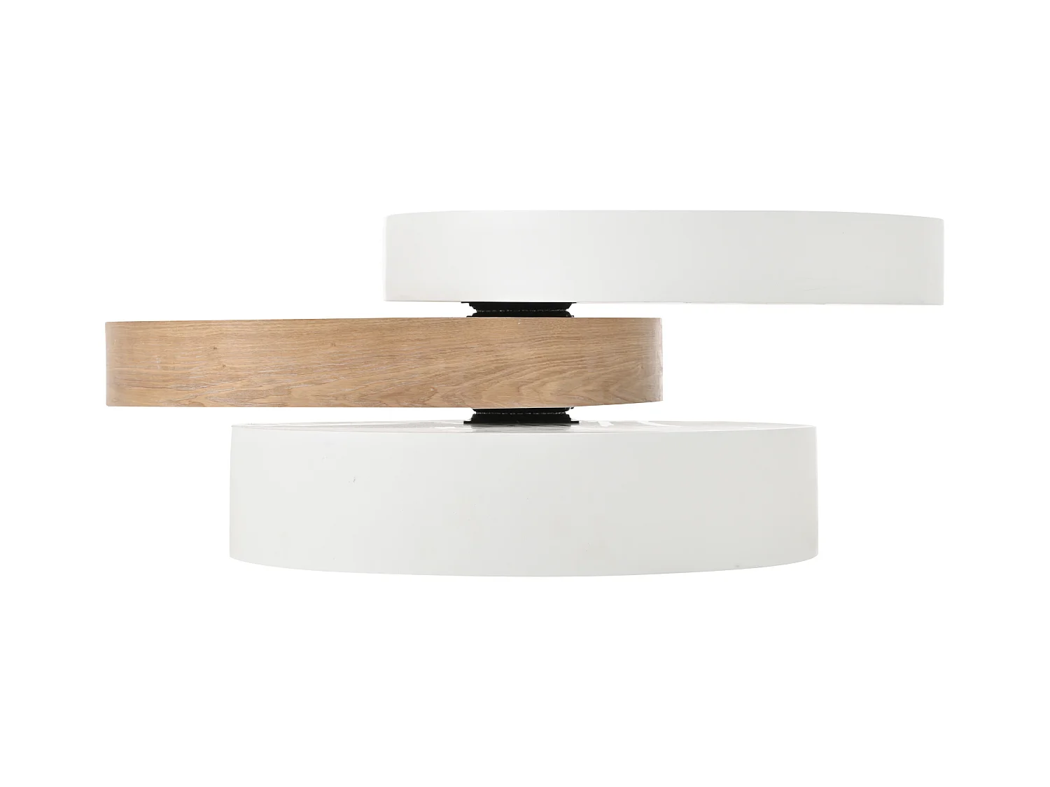 Cilindrische salontafel 60×60×35 cm - 360° draaibaar - drielagige structuur - wit + naturel