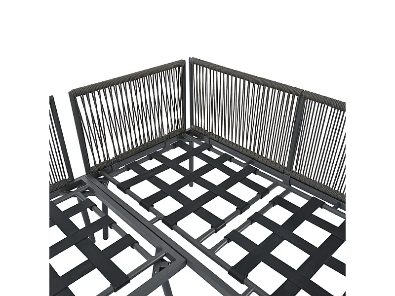 Conjunto de jardim em ferro para 8 pessoas - com 2 mesas de centro e 4 sofás de 2 lugares - capas laváveis - Cinza