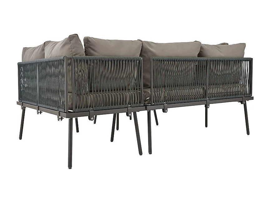 Conjunto de jardim em ferro para 8 pessoas - com 2 mesas de centro e 4 sofás de 2 lugares - capas laváveis - Cinza