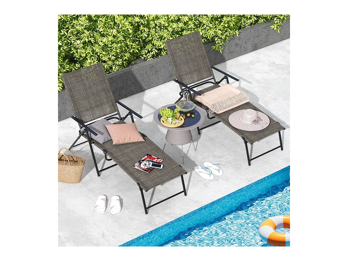 2er Set Sonnenliege klappbar Gartenliege mit verstellbarer Rückenlehne Braun