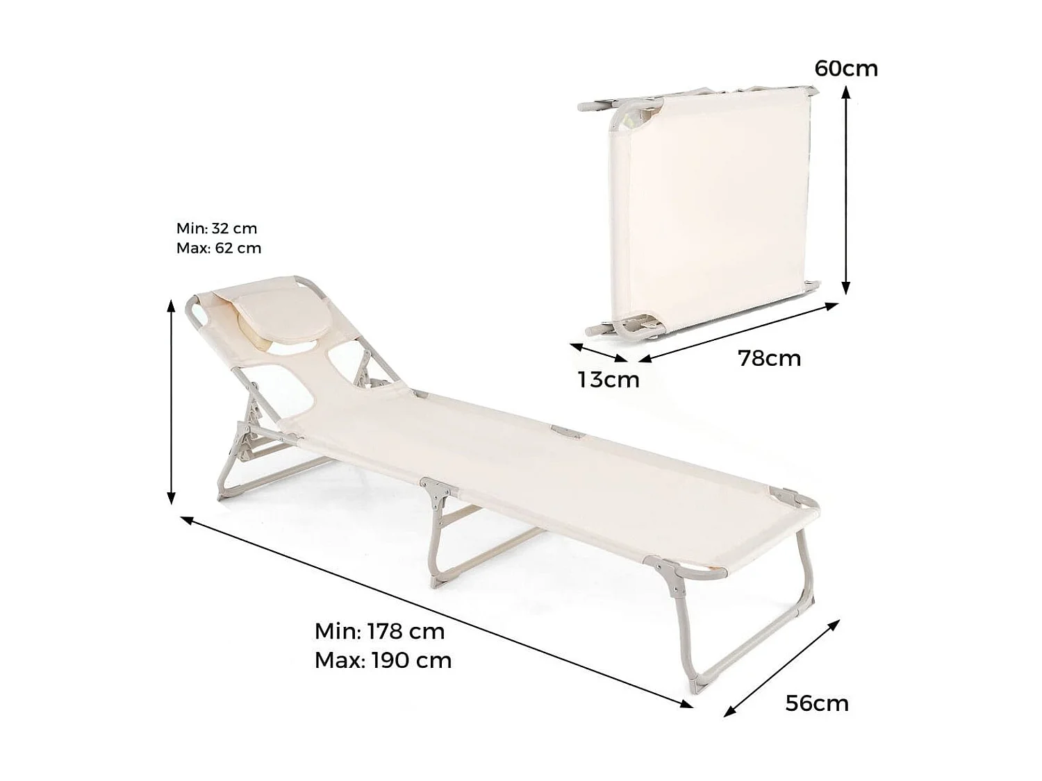 Sonnenliege mit Öffnungen für Gesicht und Arme klappbare Gartenliege Liegestuhl bis 200 kg belastbar