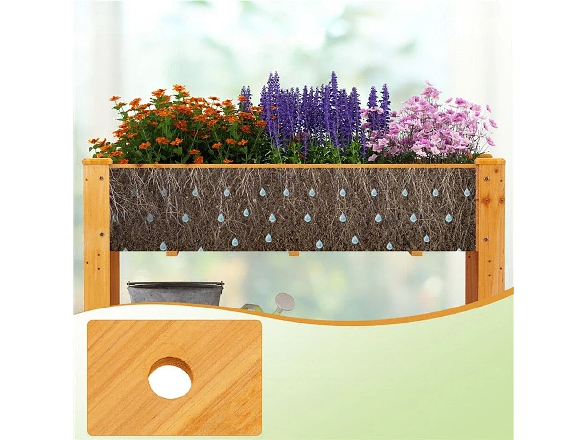 Holz Hochbeet mit Ablage & Entwässerungslöchern Erhöhtes Gartenbeet Pflanzkasten Braun