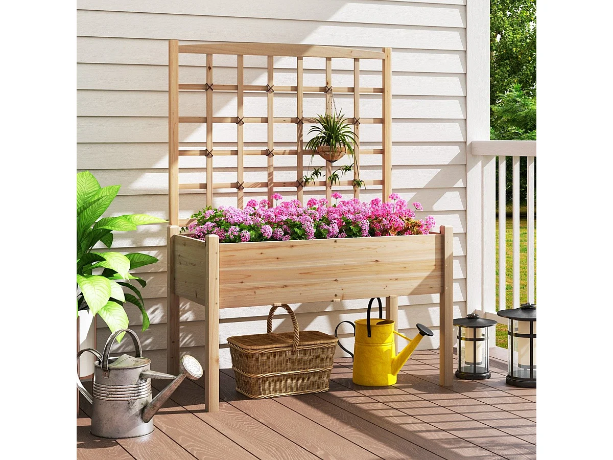 Pflanzkasten mit Rankgitter Blumenkasten Gartenspalier Hochbeet mit Spalier Rankhilfe