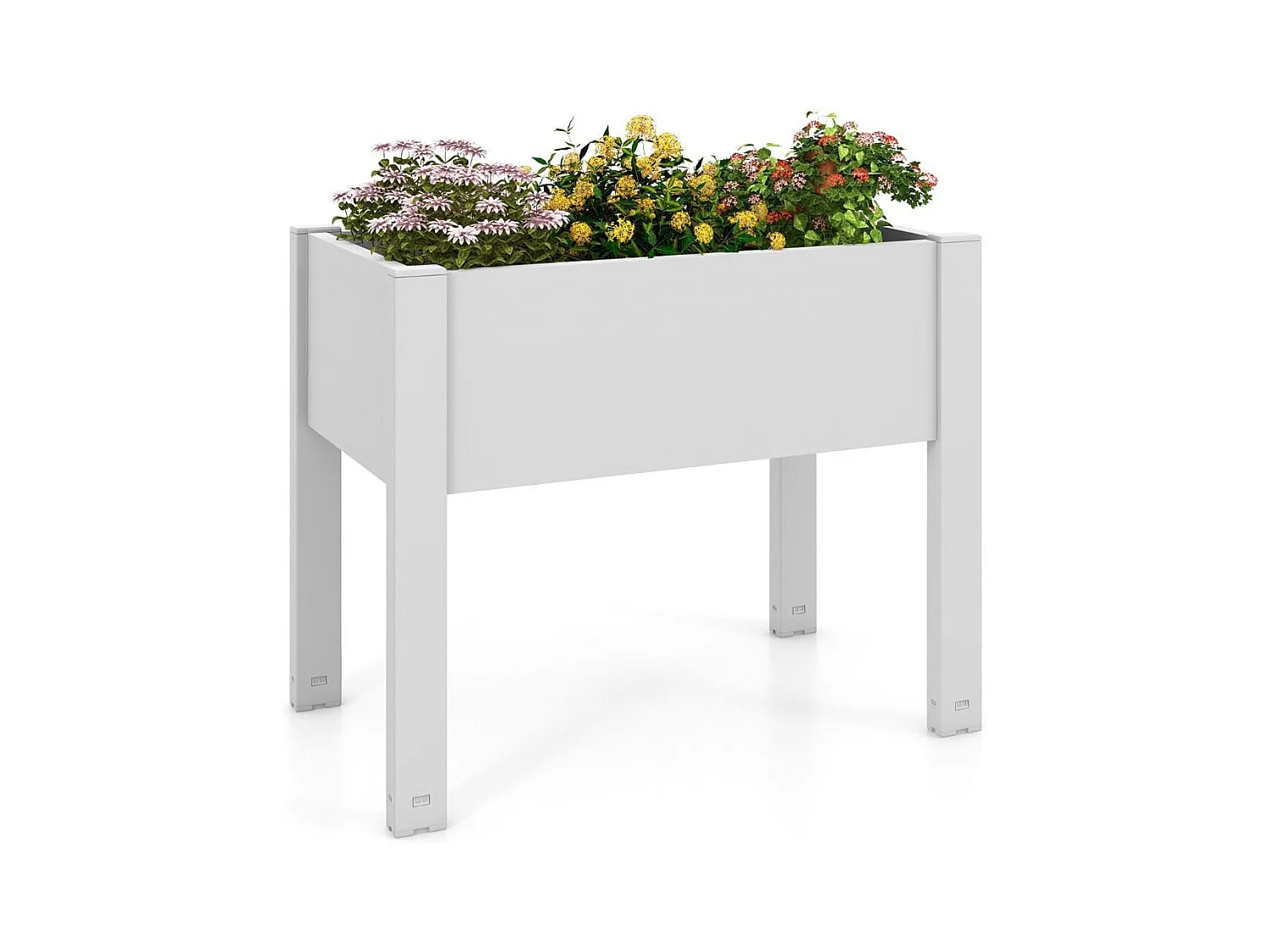 Hochbeet aus Kunststoff Gartenbeet selbstbewässernd 53L 76 x 45 x 61 cm Weiß