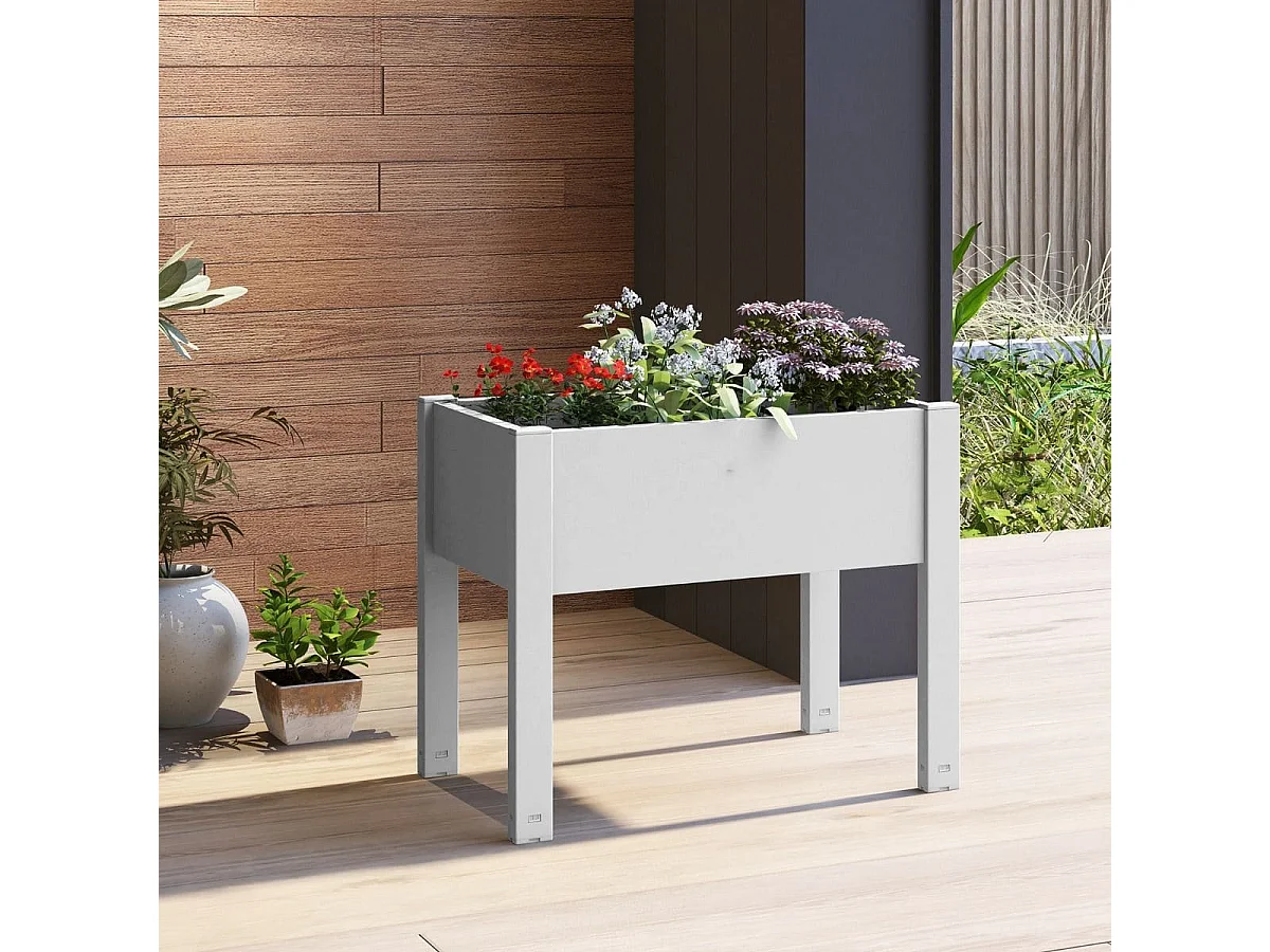 Lit de Jardin Surélevé Jardinière à Arrosage Automatique Indicateur de Niveau d'Eau Trou de Drainage Séparateurs Amovibles Blanc