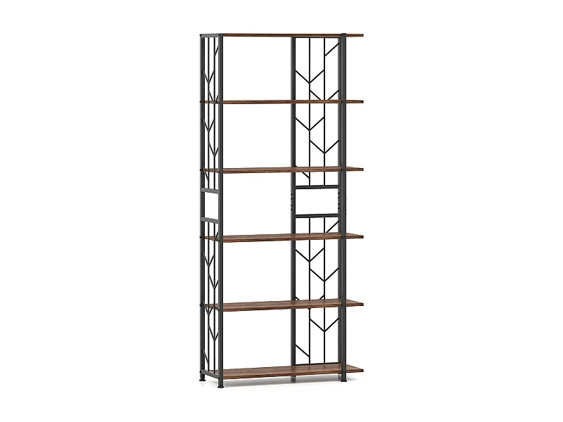6 Stöckiges Standregal mit Metallrahmen Geometrisches Bücherregal Displayregal 80 x 31 x 180 cm Braun
