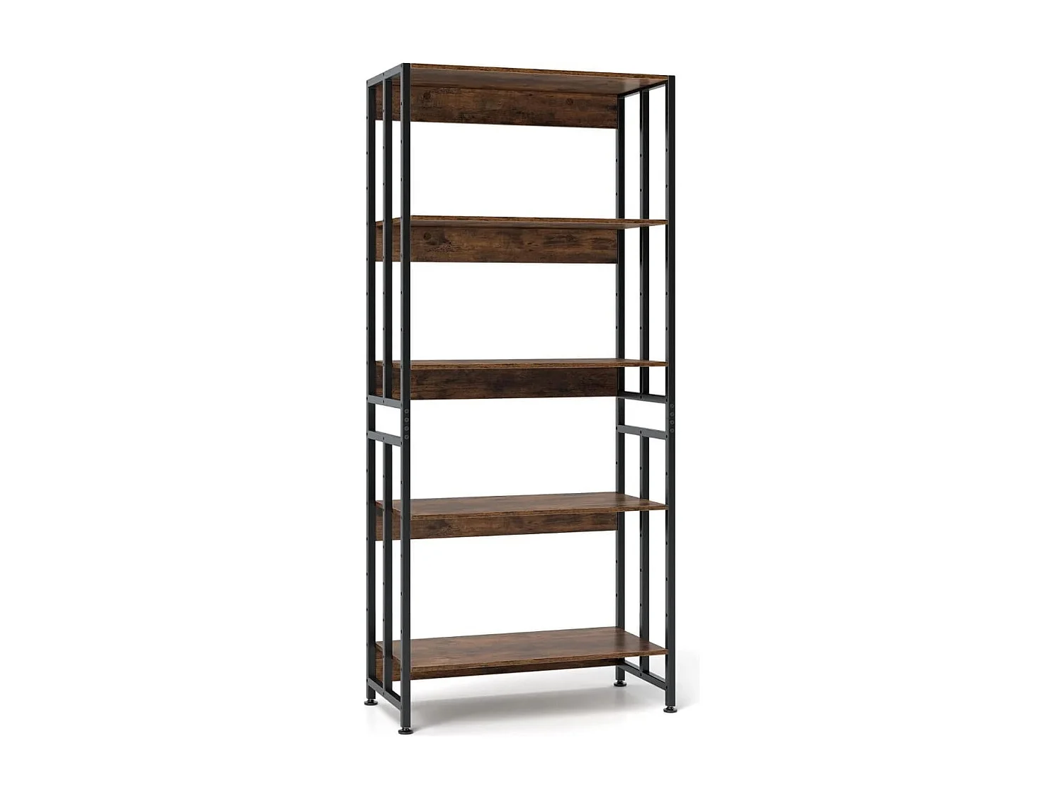 Bücherregal mit 5 Ebenen im Industriellen Stil Lagerregale Etagerenregal Standregal Braun