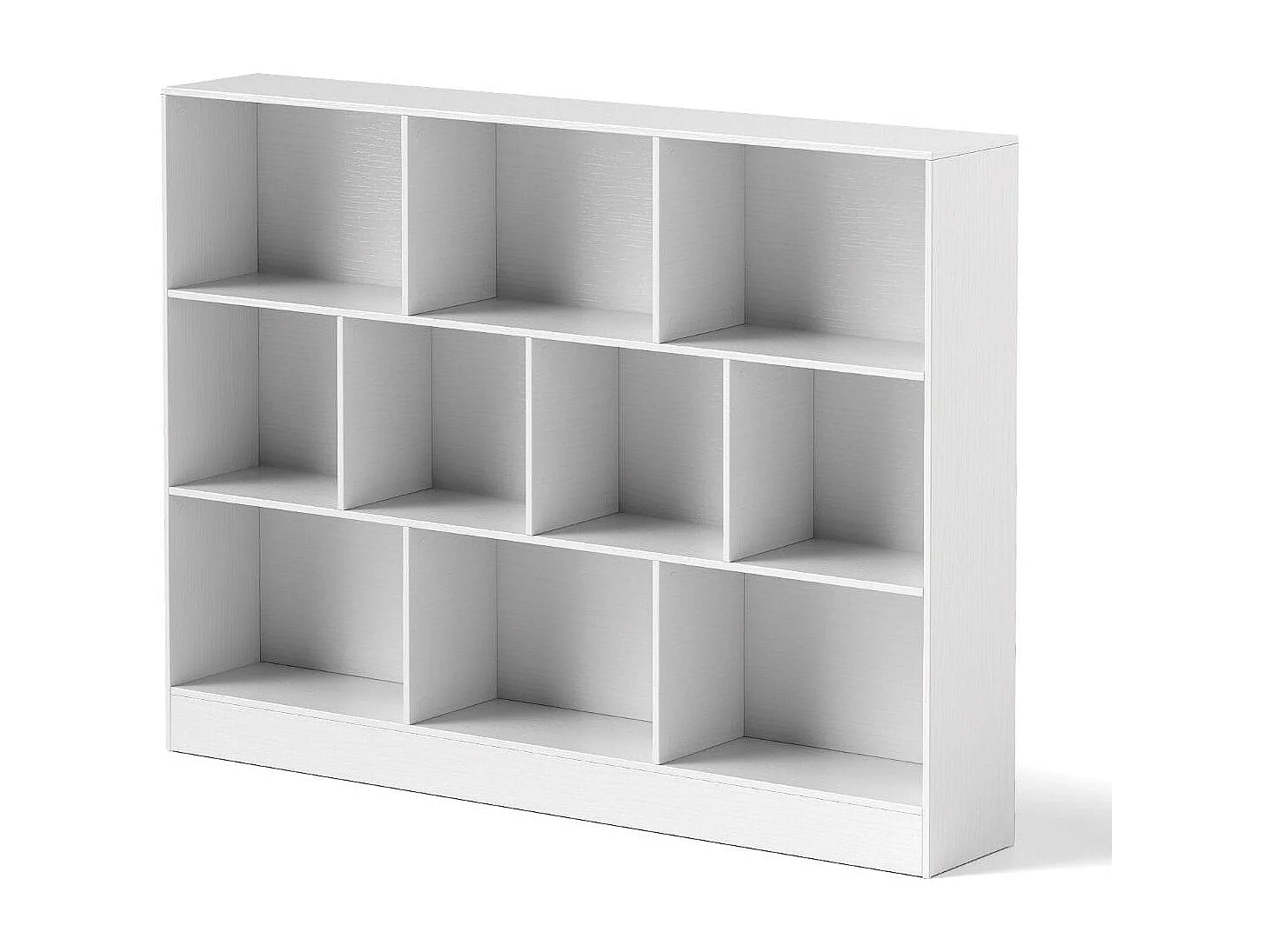 3 Ebenen Bücherregal mit 10 Fächern Standregal Würfelregal Büroregal 140 x 24 x 104 cm Weiß