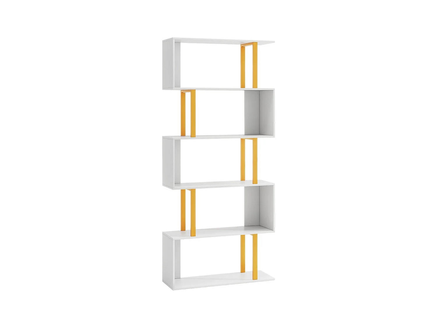 Bücherregal Weiß Standregal mit 5 Ebenen S-förmig Büroregal freistehend 70 x 24 x 157 cm