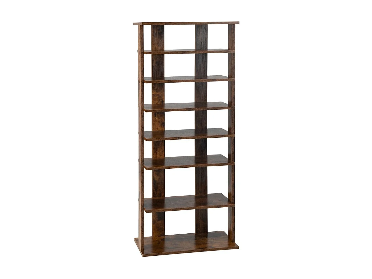 Höheverstellbarer 8 stufiger Schuhständer aus Holz Schuhregal Freistehender Eckregal Braun