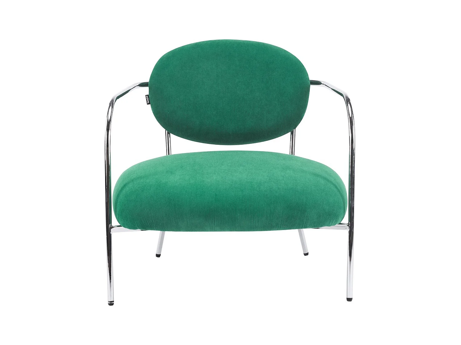 Fauteuil en velours côtelé vert électrique et piètement chromé - Léon