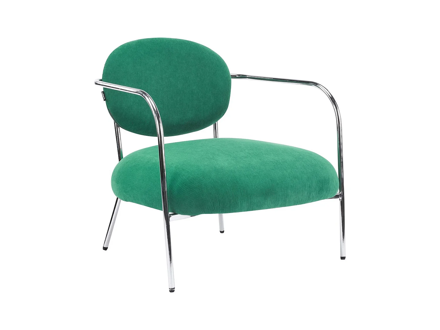 Fauteuil en velours côtelé vert électrique et piètement chromé - Léon