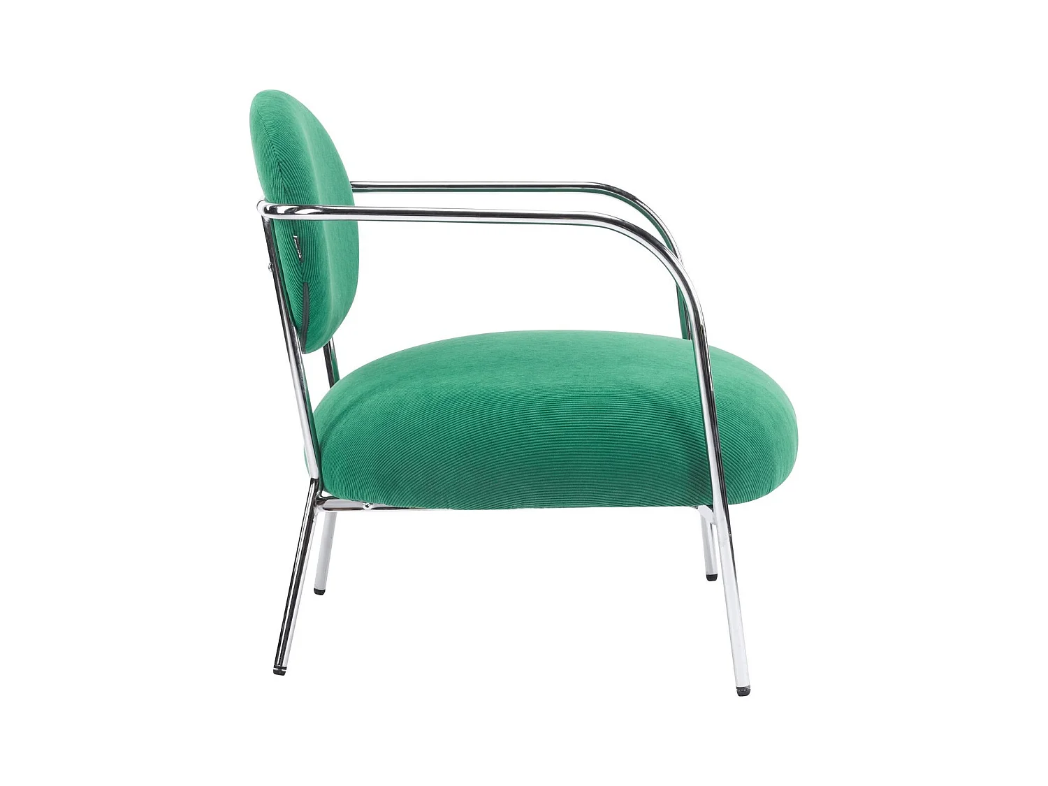 Fauteuil en velours côtelé vert électrique et piètement chromé - Léon