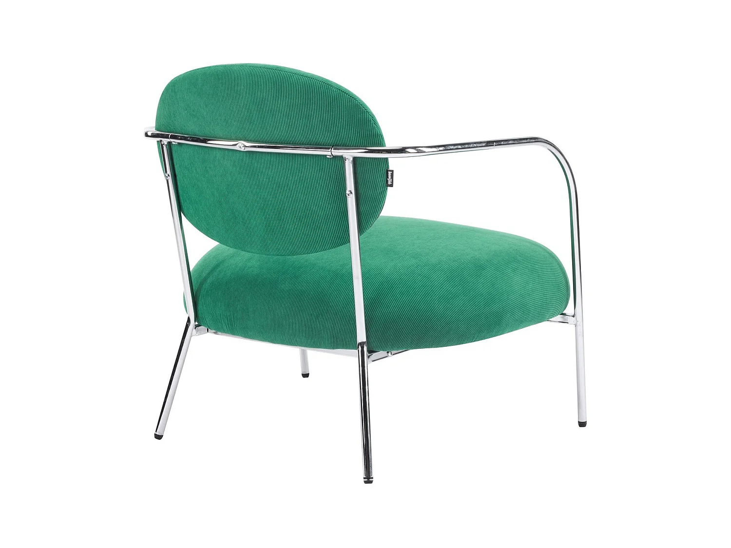 Fauteuil en velours côtelé vert électrique et piètement chromé - Léon