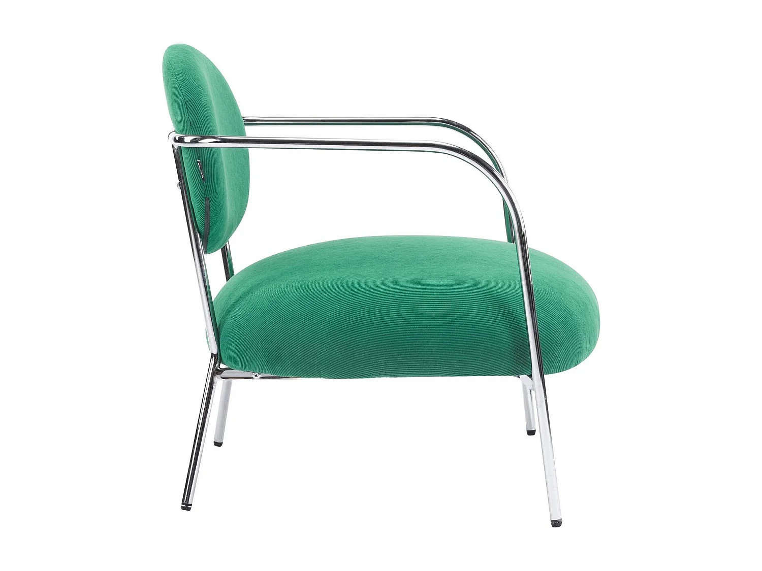 Fauteuil en velours côtelé vert électrique et piètement chromé - Léon