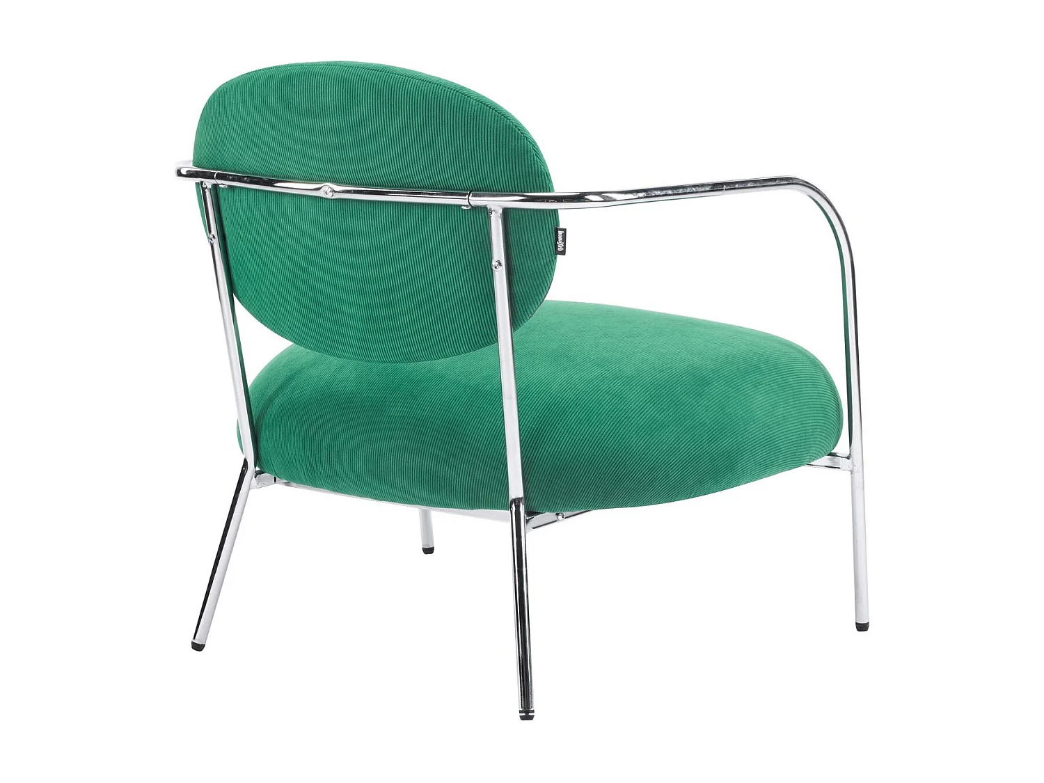 Fauteuil en velours côtelé vert électrique et piètement chromé - Léon