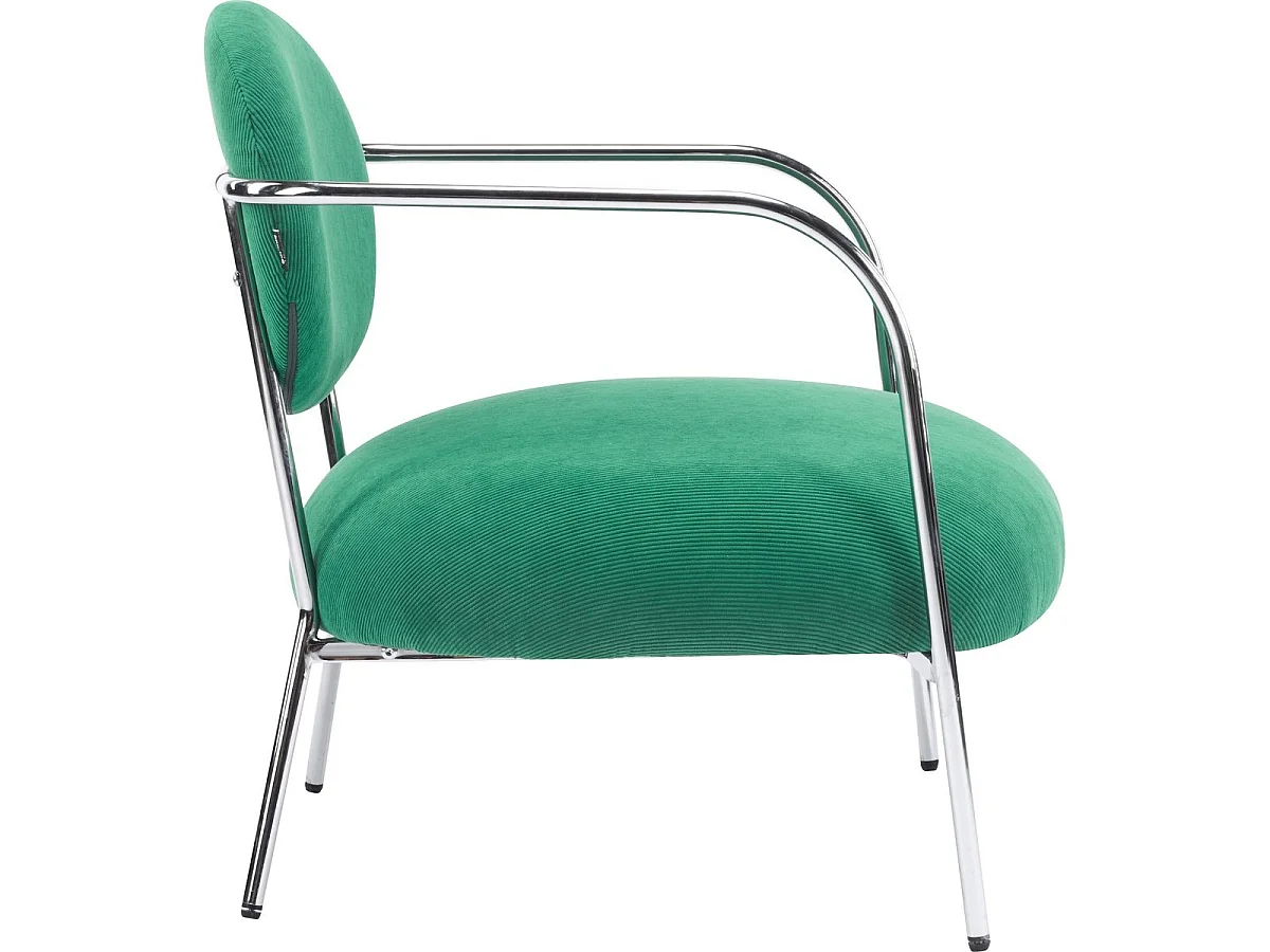 Fauteuil en velours côtelé vert électrique et piètement chromé - Léon