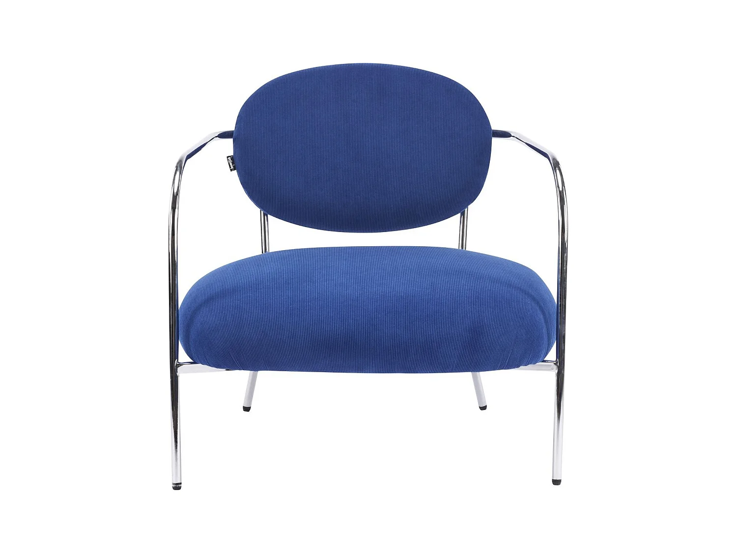 Fauteuil en velours côtelé bleu électrique et piètement chromé - Léon