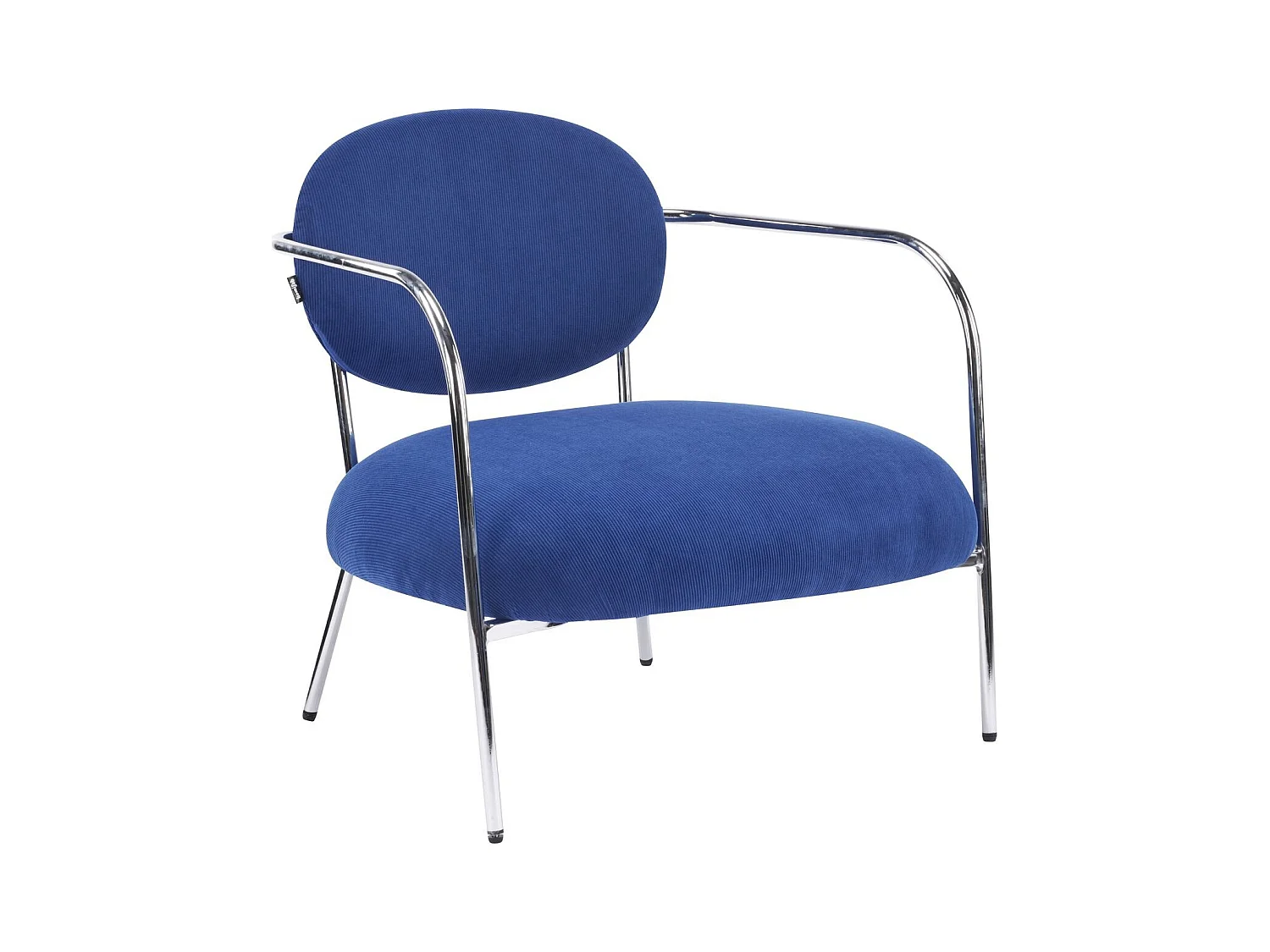 Fauteuil en velours côtelé bleu électrique et piètement chromé - Léon