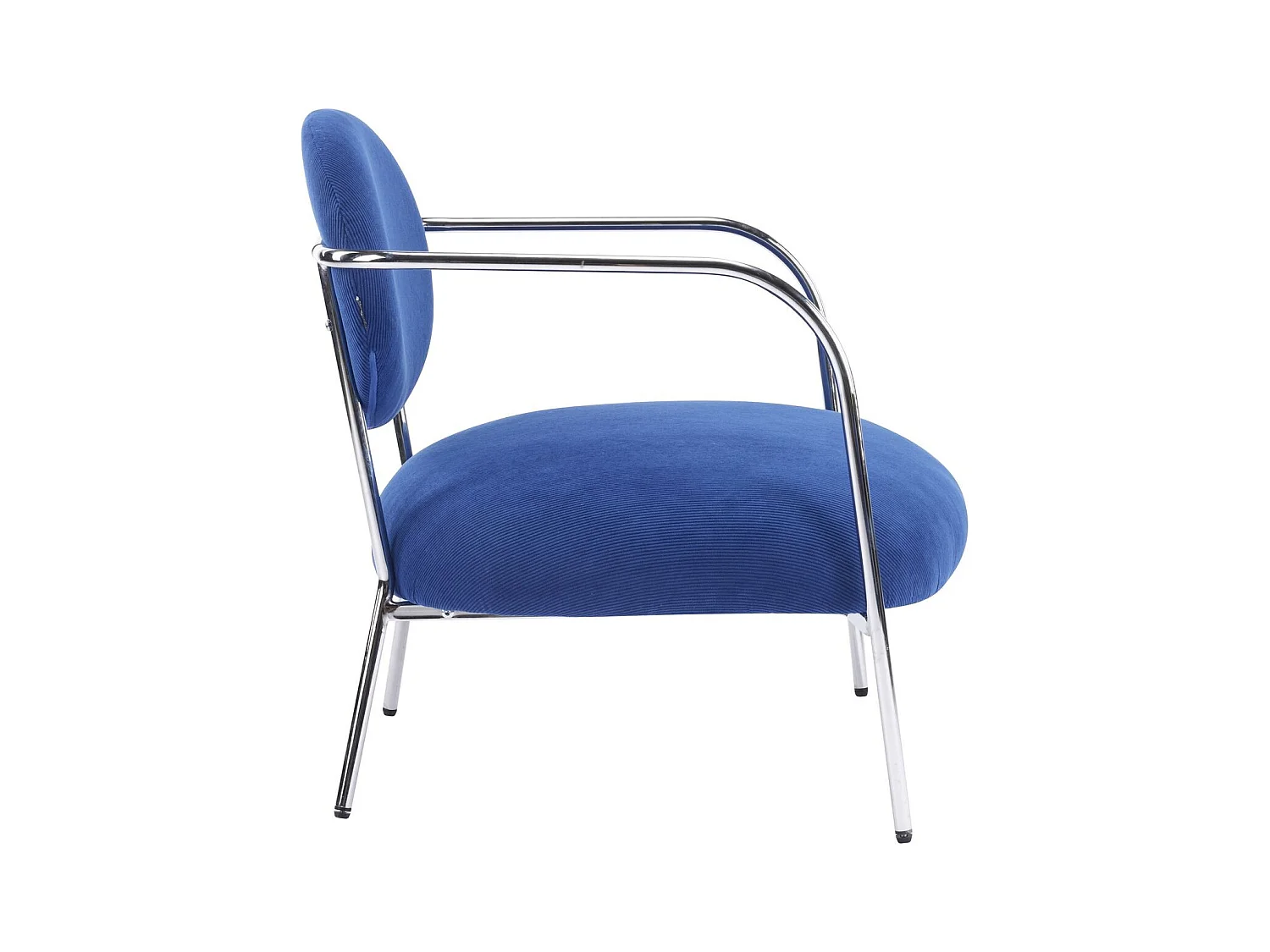 Fauteuil en velours côtelé bleu électrique et piètement chromé - Léon