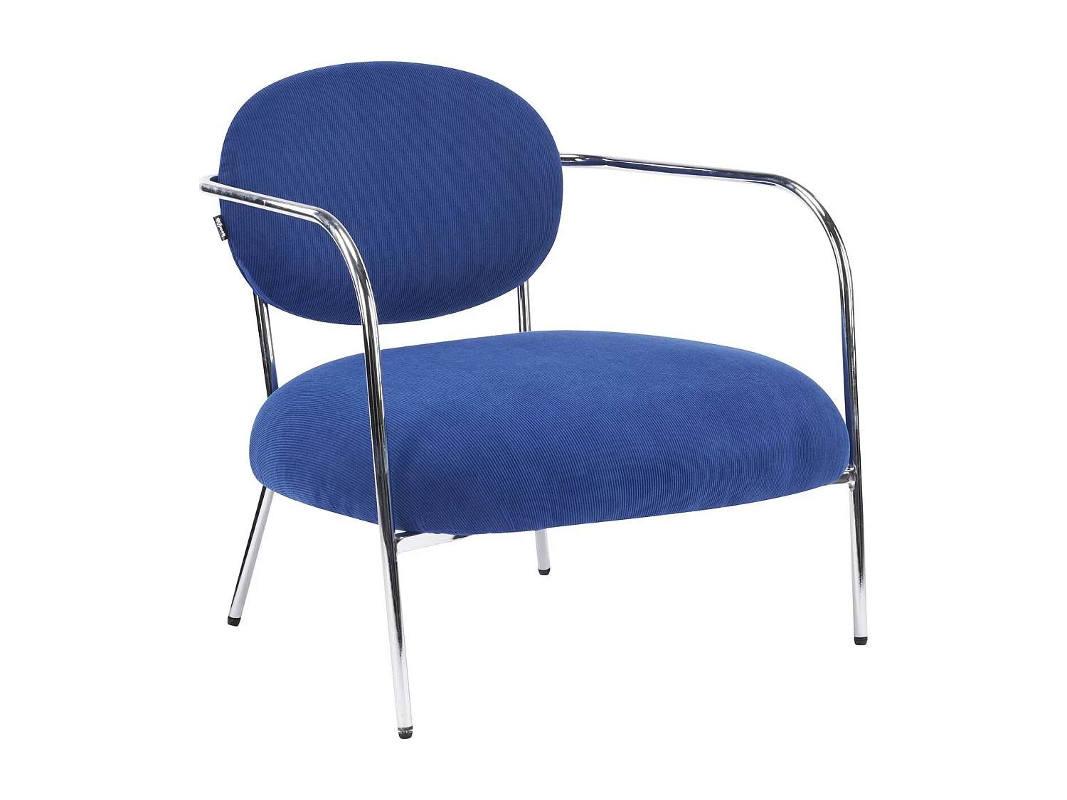 Fauteuil en velours côtelé bleu électrique et piètement chromé - Léon