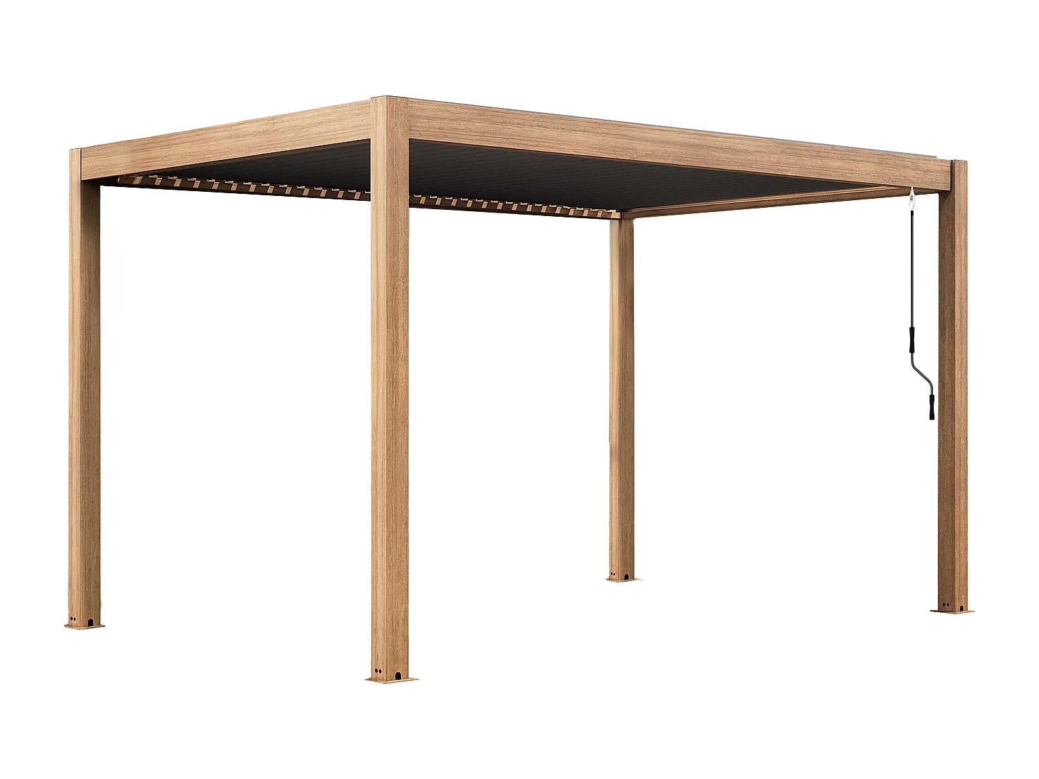 Pergola bioclimatique autoportée 3x4 m et 1 store bois gris