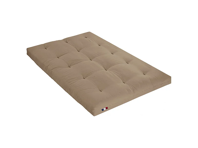 Matelas futon latex et fibres, fabrication française Couleur - Taupe, Dimensions - 140 x 190 cm