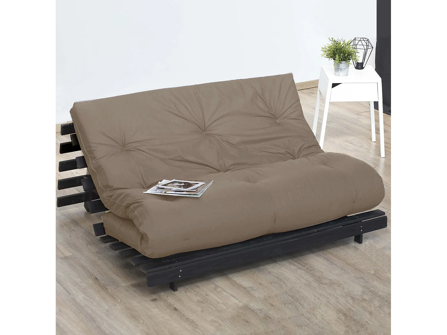 Matelas futon latex et fibres, fabrication française Couleur - Taupe, Dimensions - 140 x 190 cm