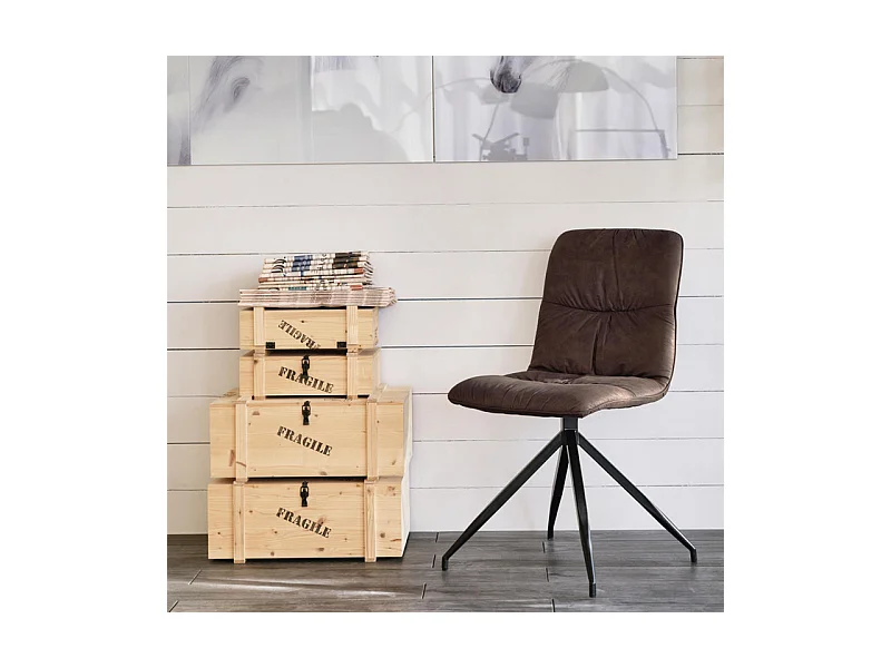 Set di 2 sedie imbottite in microfibra marroni "Eléganta" poltrone moderne effetto velluto cm 38x43 86,5h