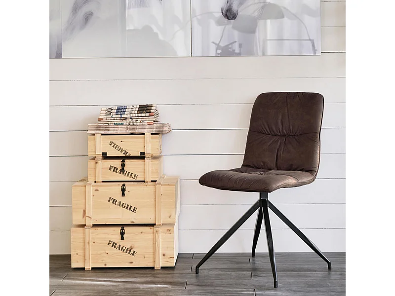 Set di 2 sedie imbottite in microfibra marroni "Eléganta" poltrone moderne effetto velluto cm 38x43 86,5h