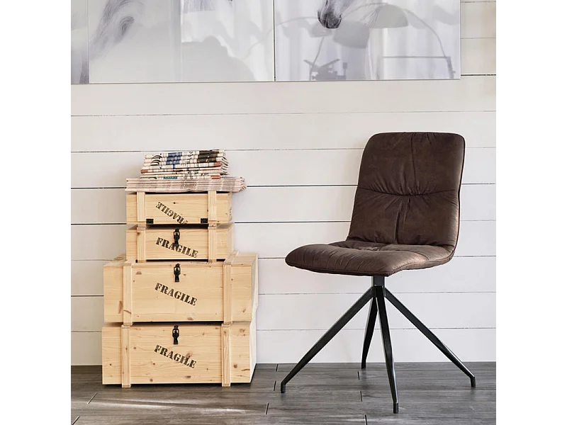 Set di 2 sedie imbottite in microfibra marroni "Eléganta" poltrone moderne effetto velluto cm 38x43 86,5h