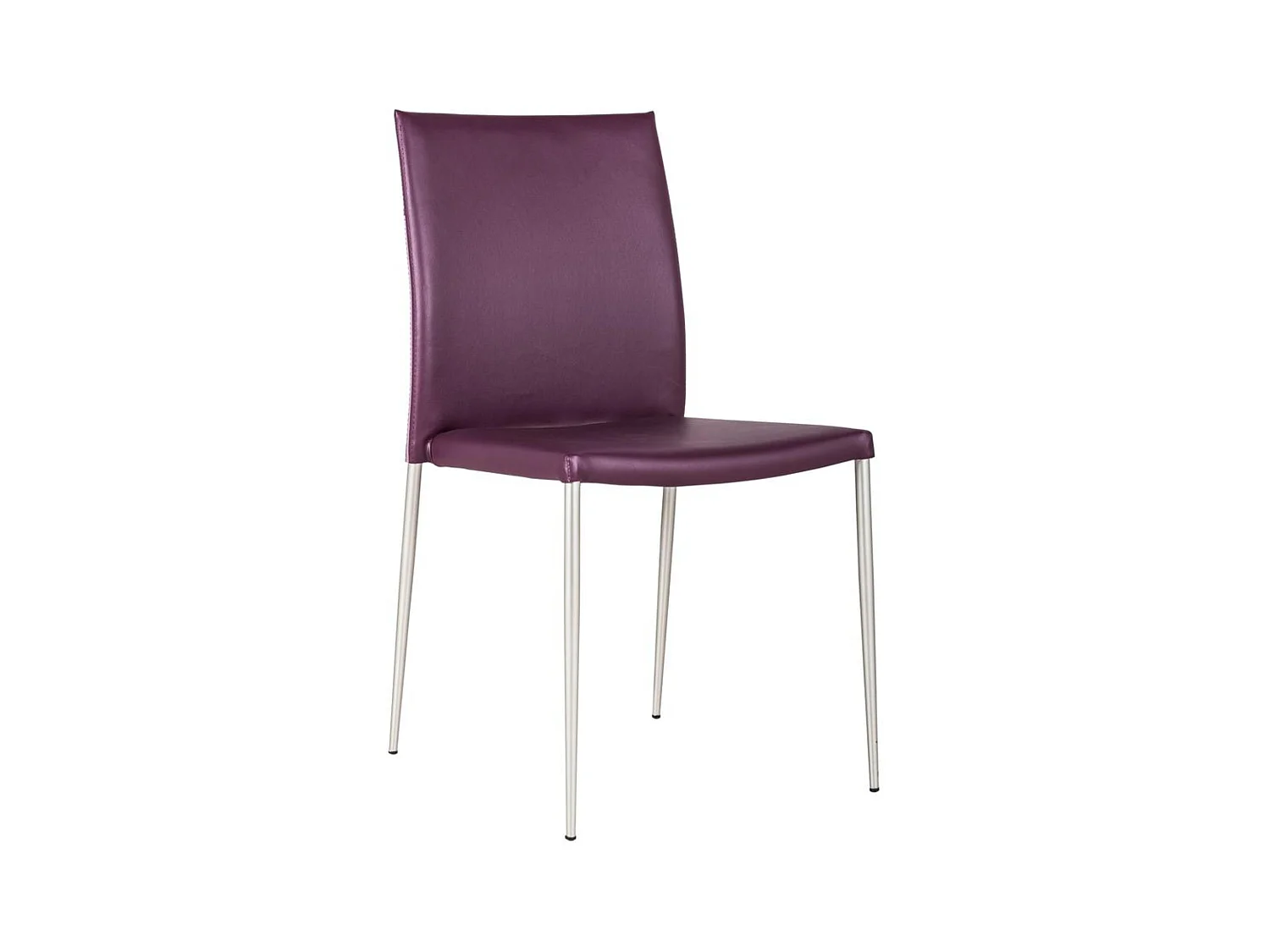 Ensemble de 4 chaises de salle à manger empilables « Camelia » en similicuir violet et rose avec pieds en métal peint