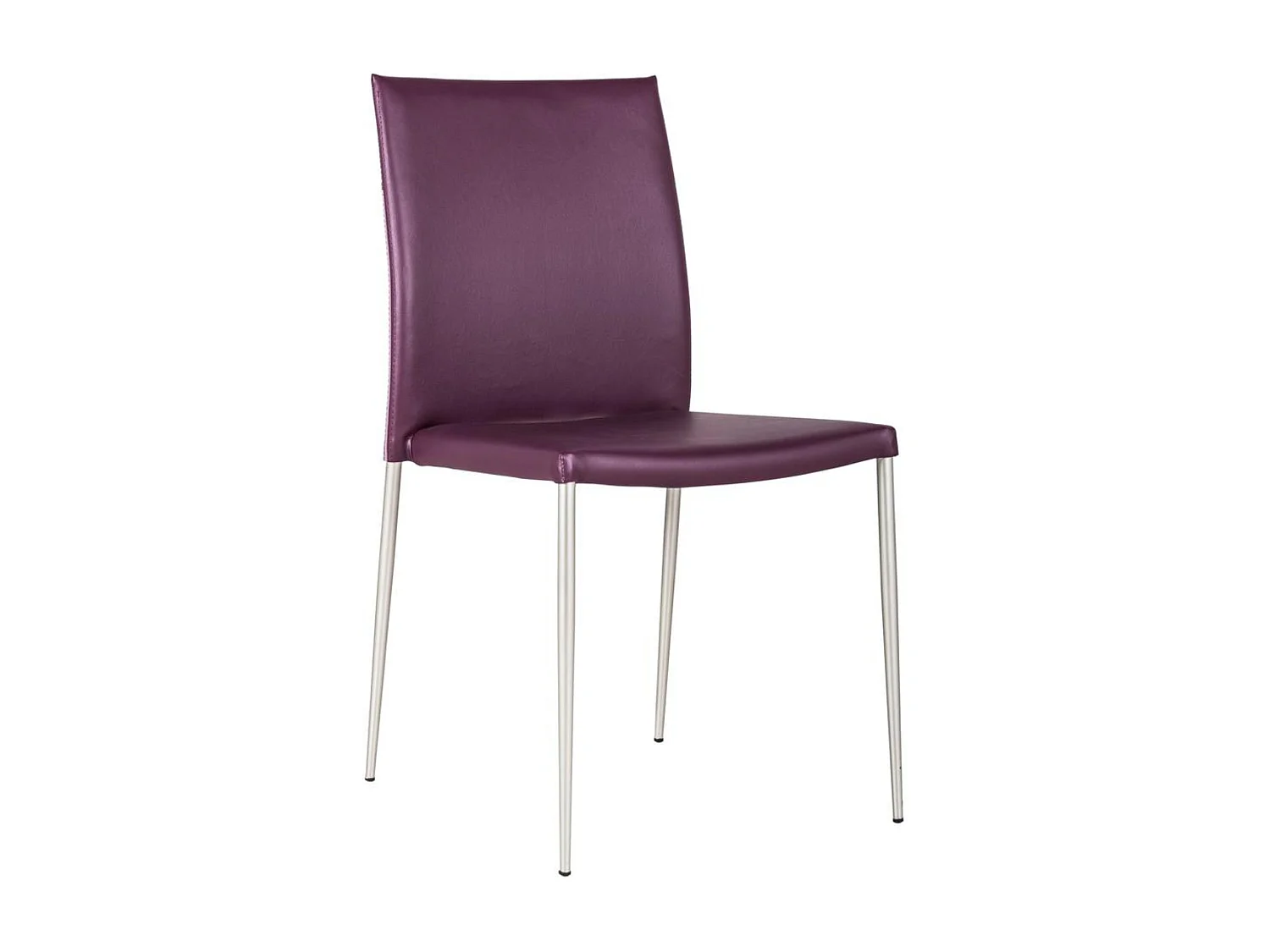 Set di 4 sedie da pranzo imbottite in similpelle viola e rosa "Camelia" impilabili con gambe in metallo verniciato