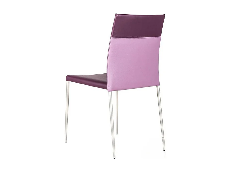 Set di 4 sedie da pranzo imbottite in similpelle viola e rosa "Camelia" impilabili con gambe in metallo verniciato