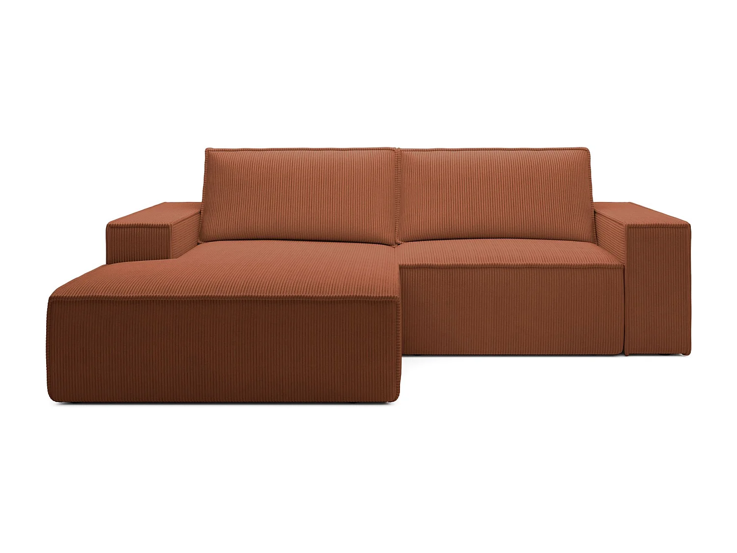 Canapé d’angle convertible – en velours côtelé – cuivre – gauche – FARESE MINI