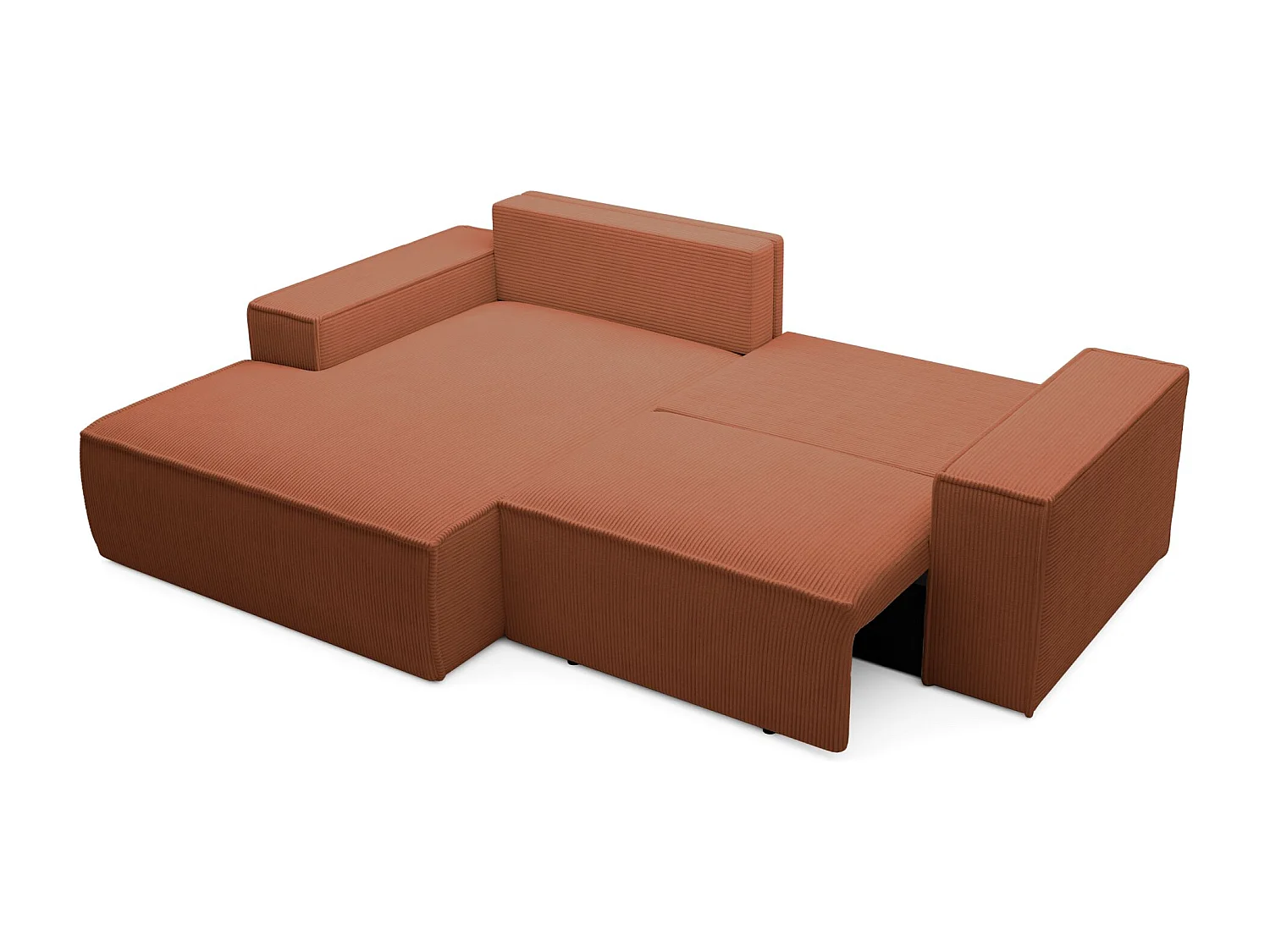 Canapé d’angle convertible – en velours côtelé – cuivre – gauche – FARESE MINI