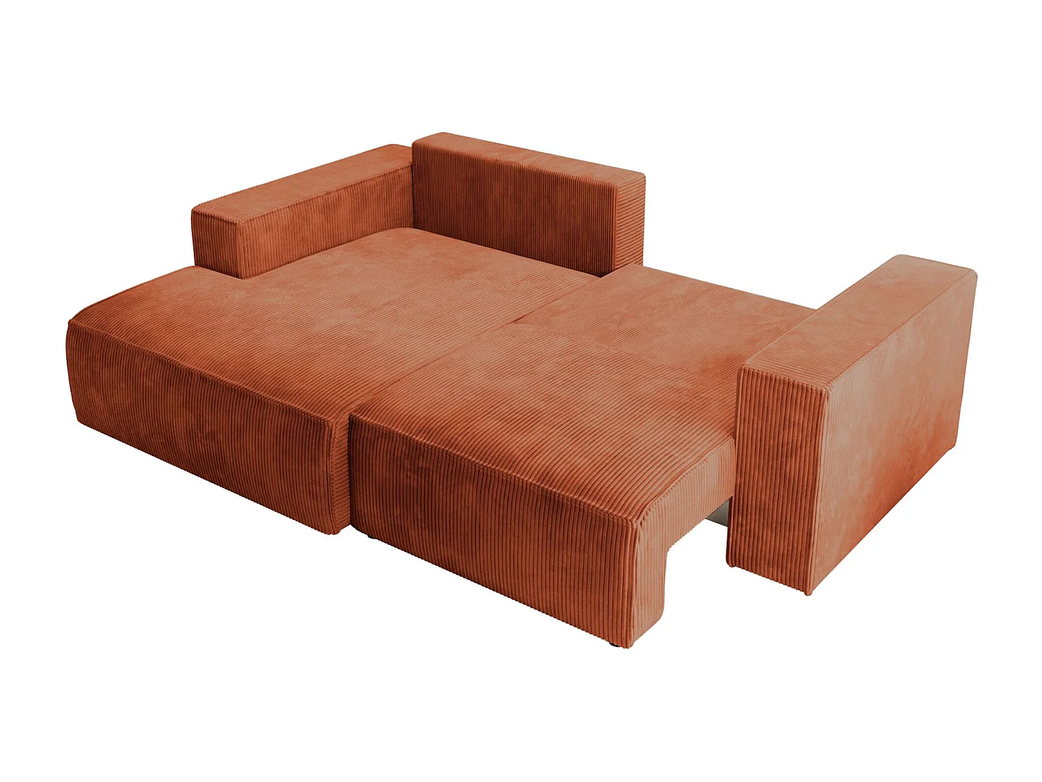 Canapé d’angle convertible – en velours côtelé – cuivre – gauche – FARESE MINI