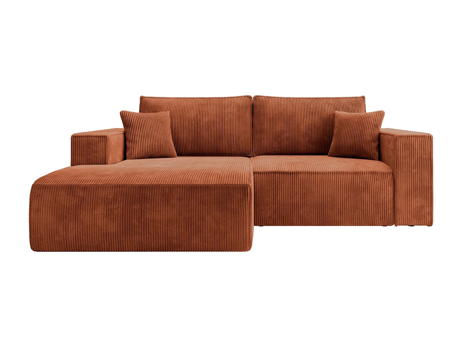 Canapé d’angle convertible – en velours côtelé – cuivre – gauche – FARESE MINI