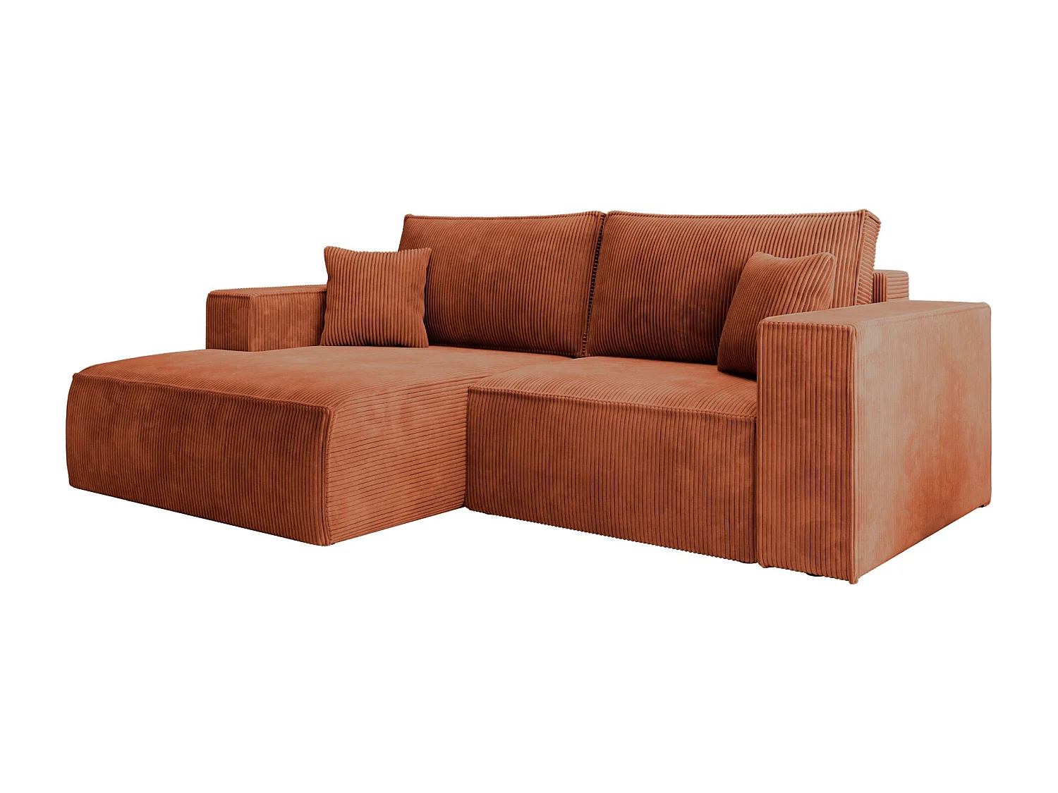 Canapé d’angle convertible – en velours côtelé – cuivre – gauche – FARESE MINI