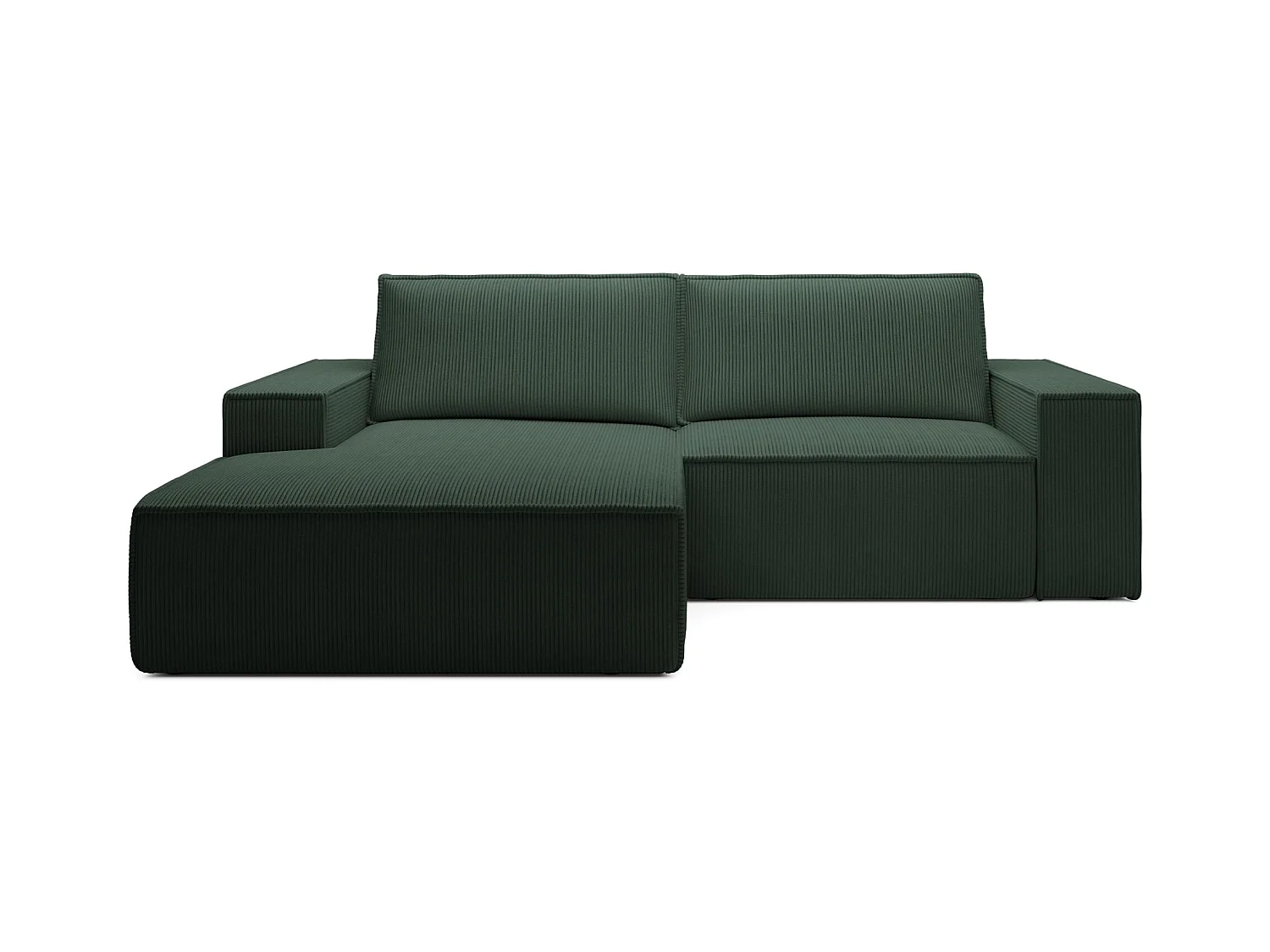 Hoekbank met ribfluweel – slaapfunctie en opbergruimte – donkergroen – links – FARESE MINI