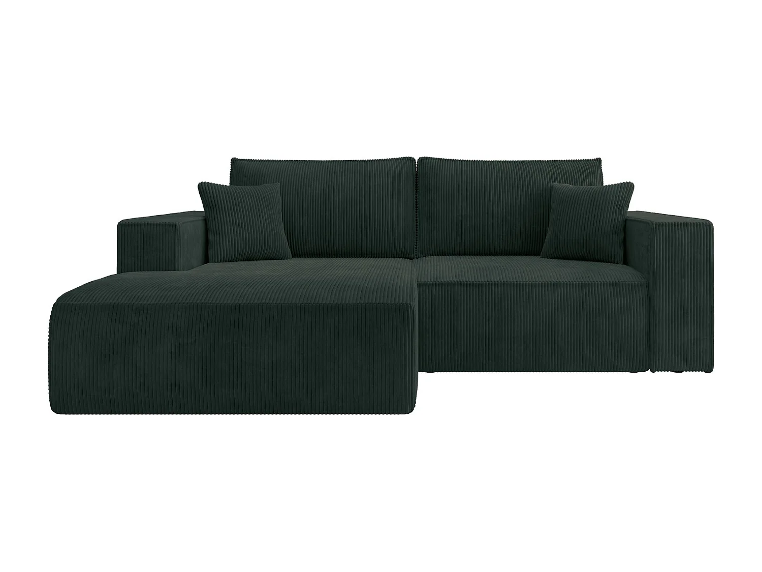 Canapé d’angle convertible – en velours côtelé – vert foncé – gauche – FARESE MINI