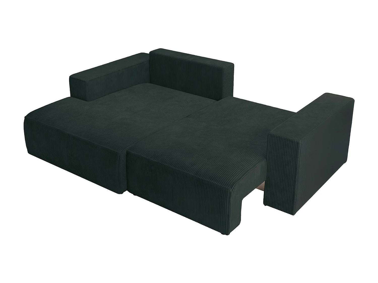 Canapé d’angle convertible – en velours côtelé – vert foncé – gauche – FARESE MINI