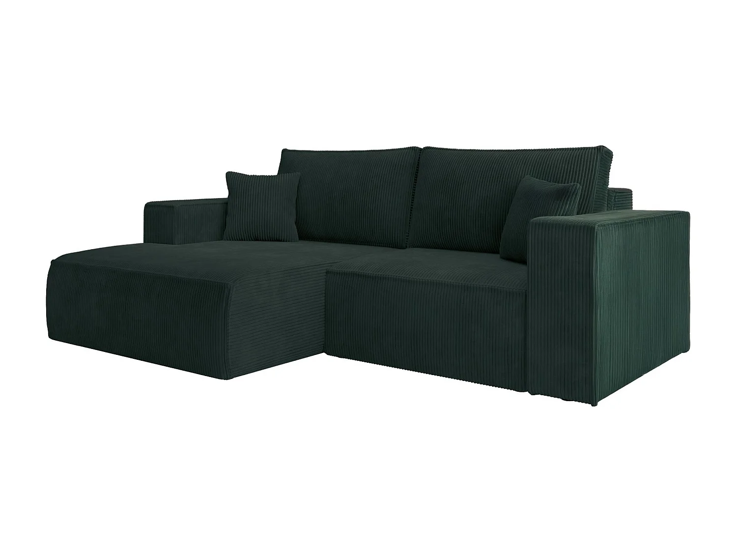 Canapé d’angle convertible – en velours côtelé – vert foncé – gauche – FARESE MINI