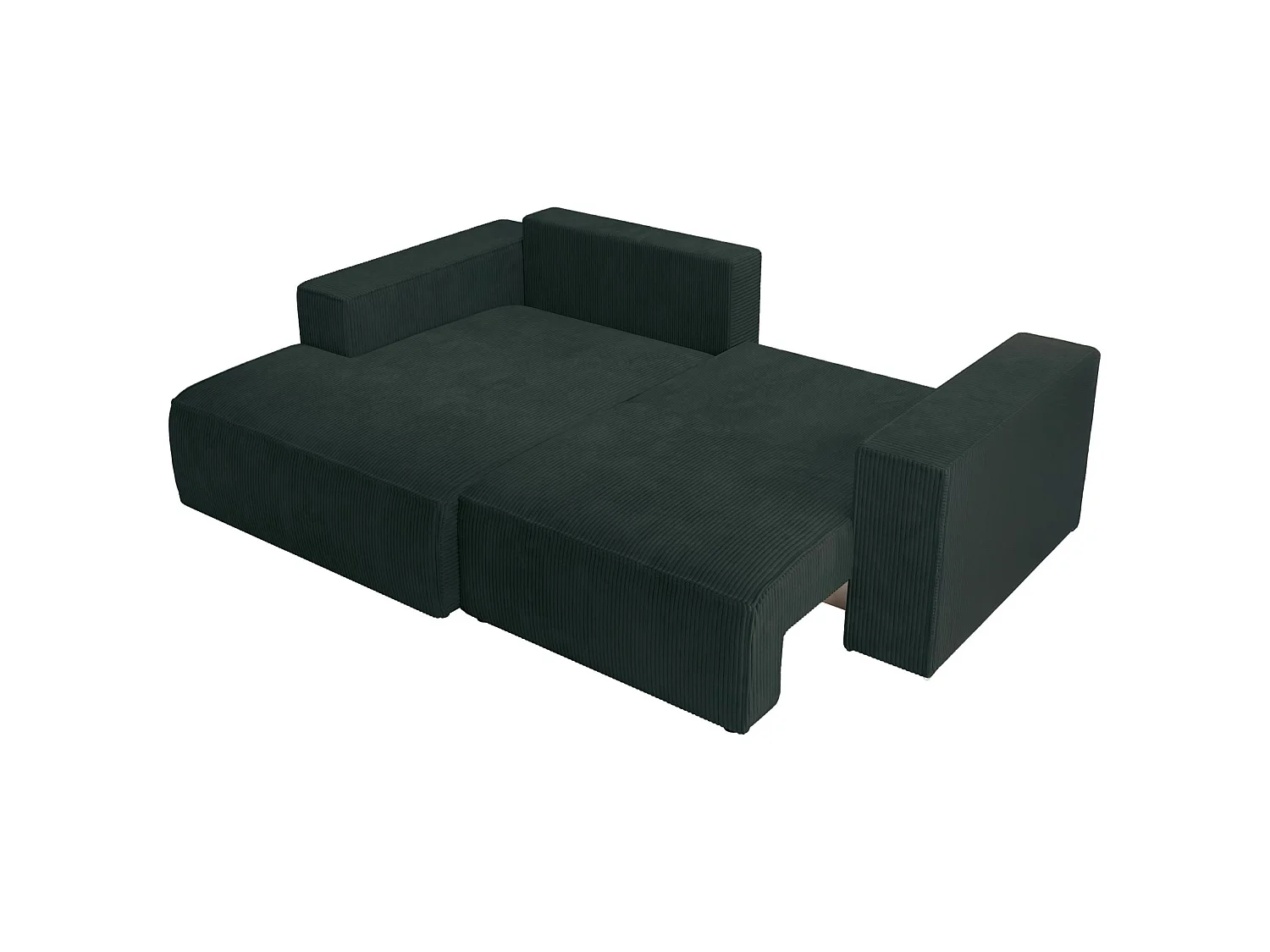 Ecksofa mit Cordbezug – Schlaffunktion und Stauraum – Dunkelgrün – links – FARESE MINI
