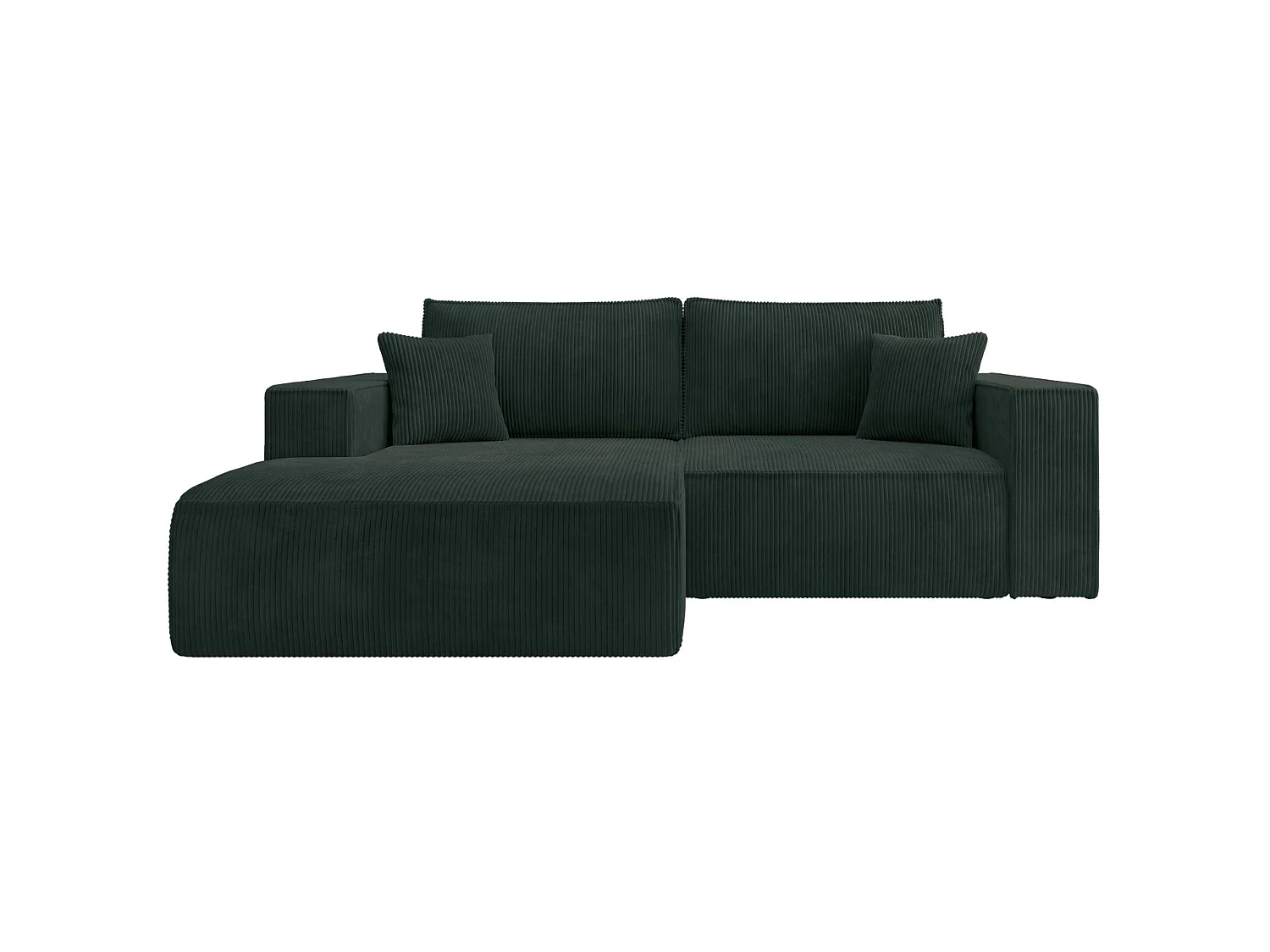 Ecksofa mit Cordbezug – Schlaffunktion und Stauraum – Dunkelgrün – links – FARESE MINI