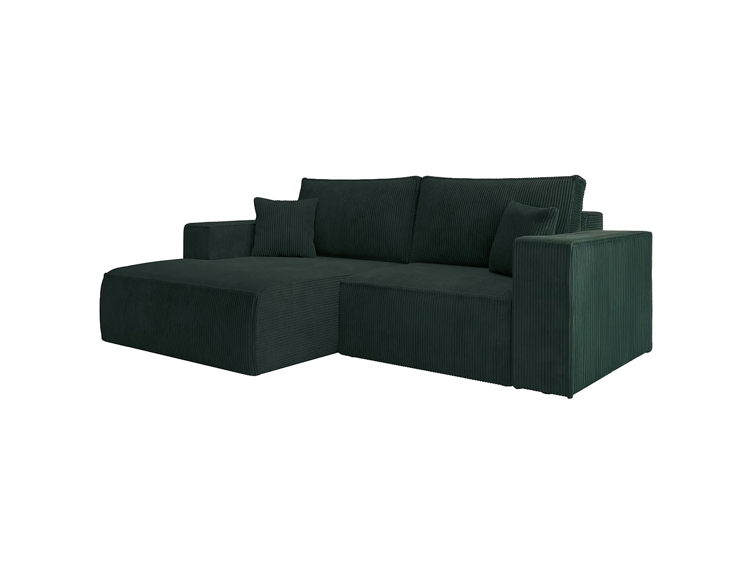 Ecksofa mit Cordbezug – Schlaffunktion und Stauraum – Dunkelgrün – links – FARESE MINI