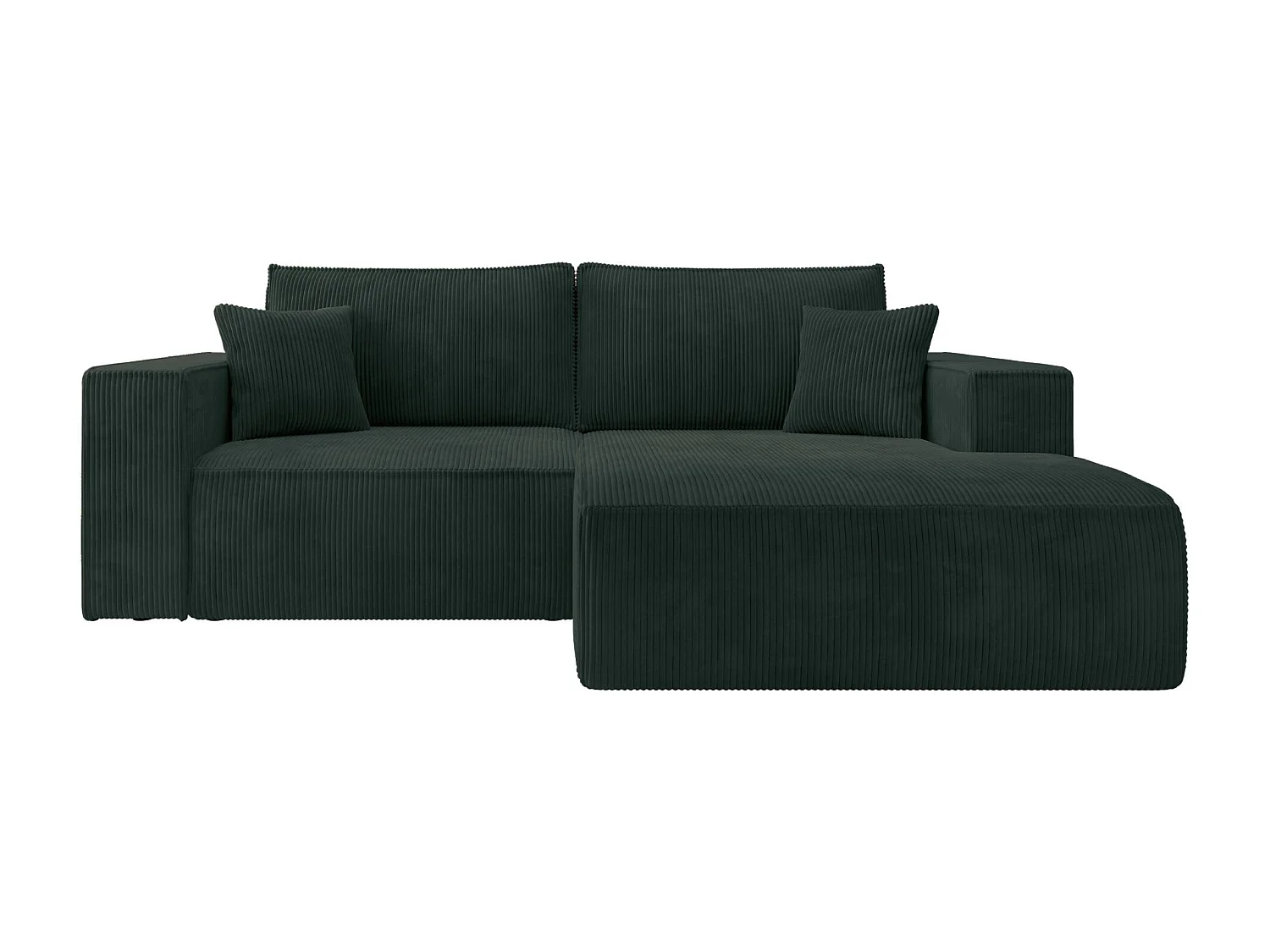 Ecksofa mit Cordbezug – Schlaffunktion und Stauraum – Dunkelgrün – rechts – FARESE MINI
