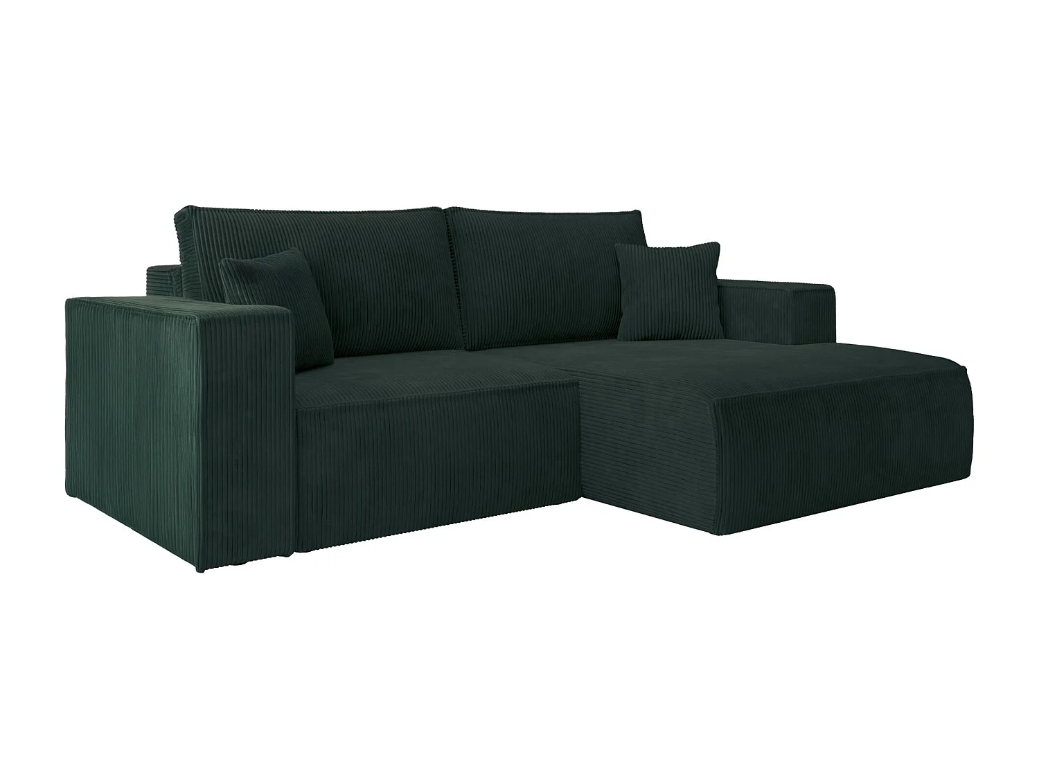 Canapé d’angle convertible – en velours côtelé – vert foncé – droite – FARESE MINI