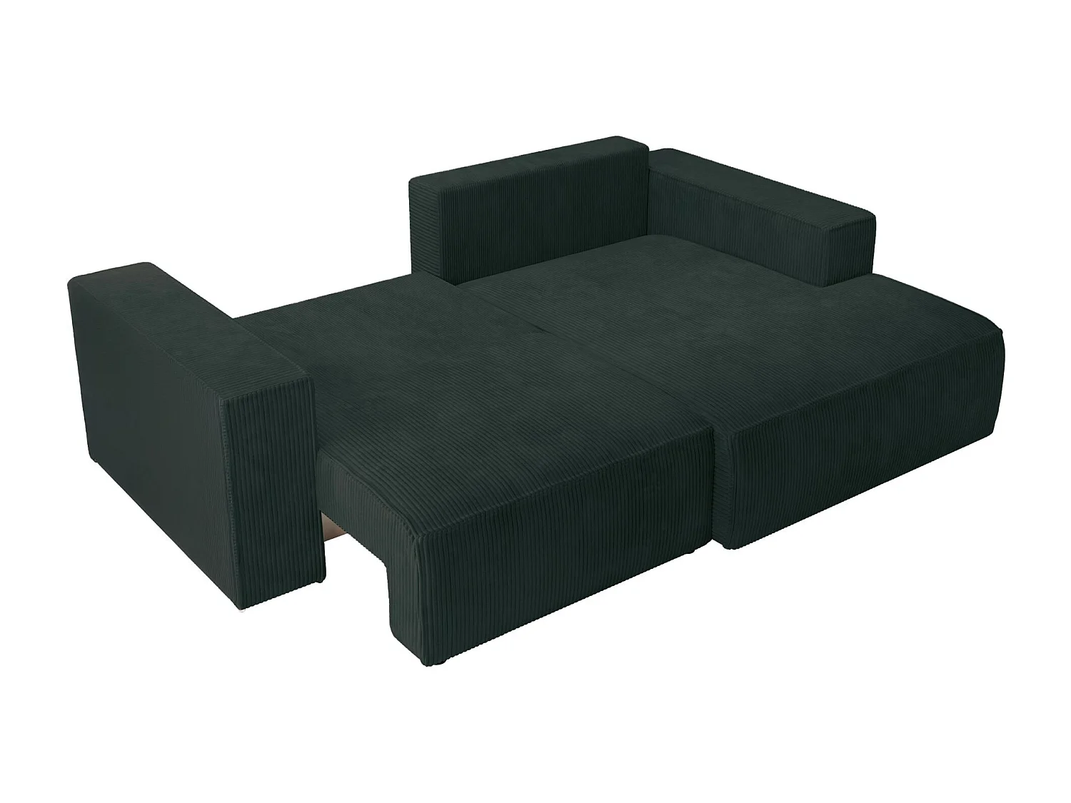 Canapé d’angle convertible – en velours côtelé – vert foncé – droite – FARESE MINI