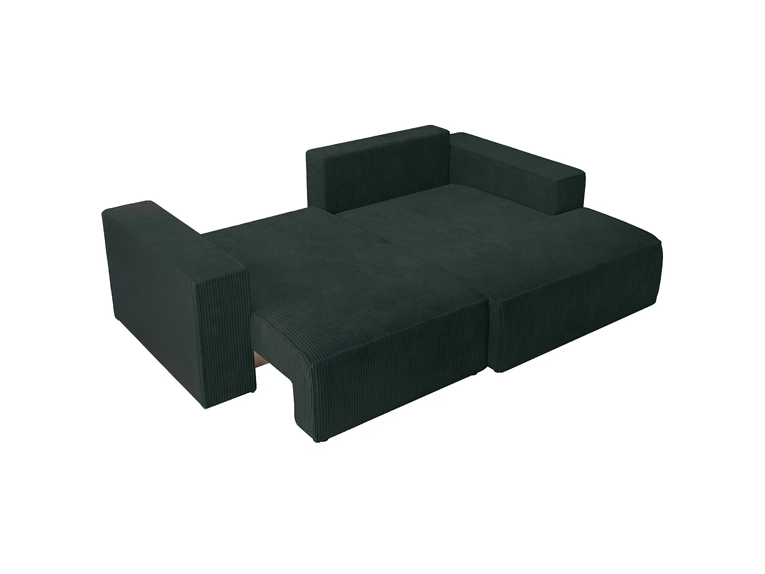 Canapé d’angle convertible – en velours côtelé – vert foncé – droite – FARESE MINI